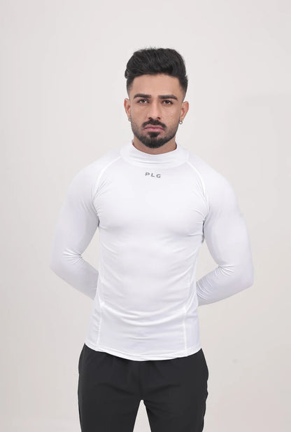 LONG SLEEVE HIGH - SPANDEX COMPRESSION TOP WHITE