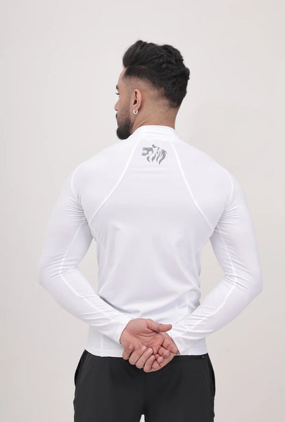 LONG SLEEVE HIGH - SPANDEX COMPRESSION TOP WHITE