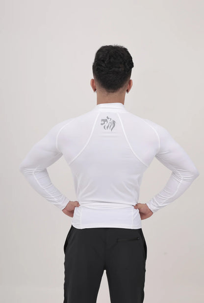 LONG SLEEVE HIGH - SPANDEX COMPRESSION TOP WHITE
