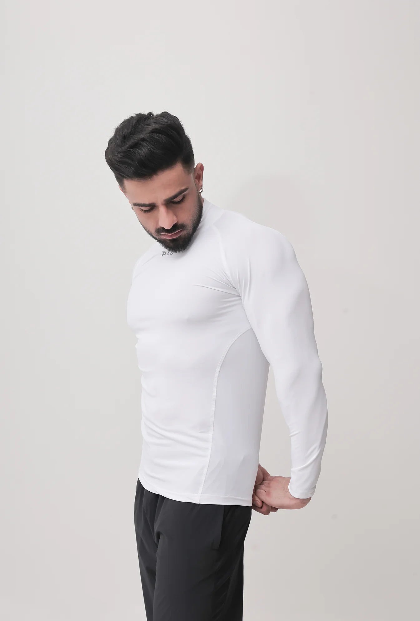 LONG SLEEVE HIGH - SPANDEX COMPRESSION TOP WHITE