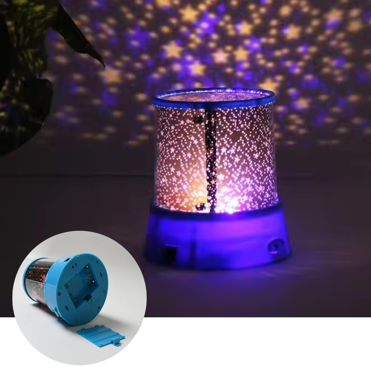 Led Projector Night Light Amazing Lamp 3 Battery Operated Lamps Rotation With The Music Function Master For Kids Bedroom Home Decoration Nightromantic Gift (Battery Not Included 1 Pc) - warehousetech13