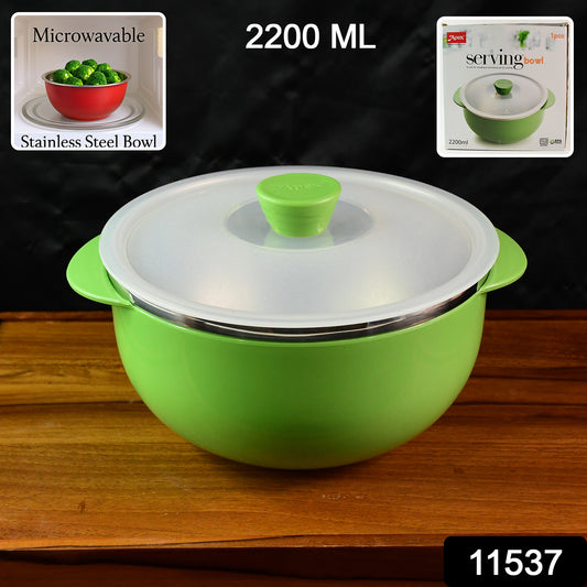 2200ml Microwave-Safe Plastic Bowl with Lid by Apex - For Reheating, Serving & Storing Food (1-Piece)