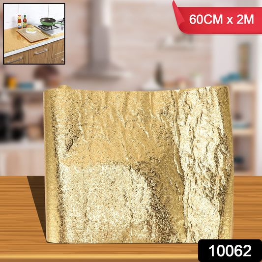Oil Proof Sticker Waterproof Self Adhesive Aluminum Foil Wallpaper (60 Cm2m Golden 1 Pc) - warehousetech13