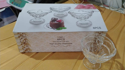 Glass Ice-cream Cup Set Home Kitchen Serving Or Dessert Cup (6 Pcs Set) - warehousetech13