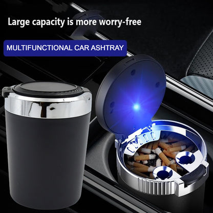 Portable Car Ashtray With Lid And Blue Led Light (1 Pc) - warehousetech13