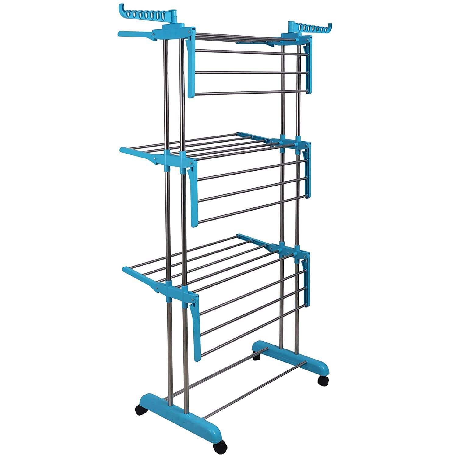 Premium Heavy Duty Stainless Steel 3 Layer Foldable Cloth Drying Stand (1 Set With Brown Box) - warehousetech13