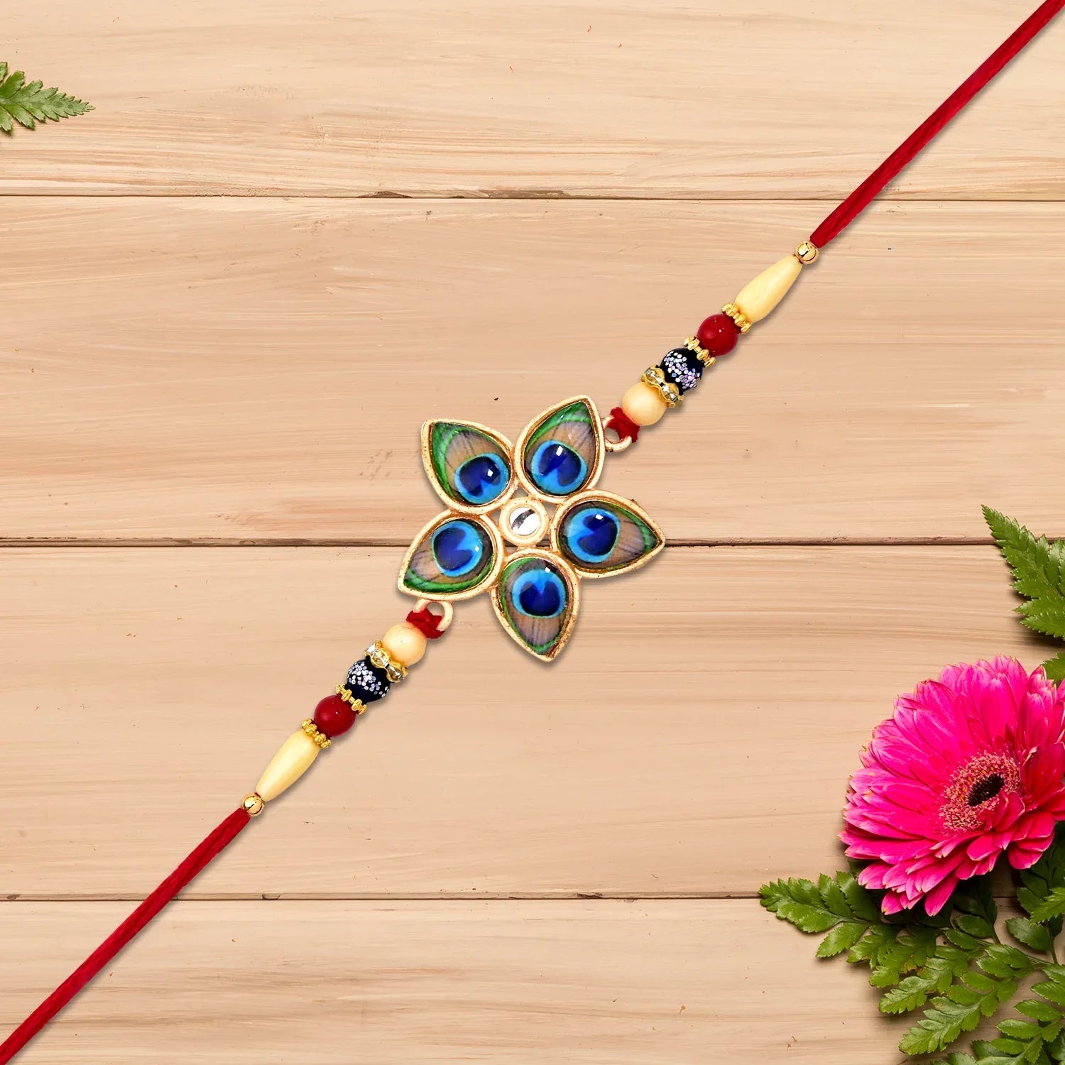 Designer Mor Pankh Rakhi In Star Shape - warehousetech13