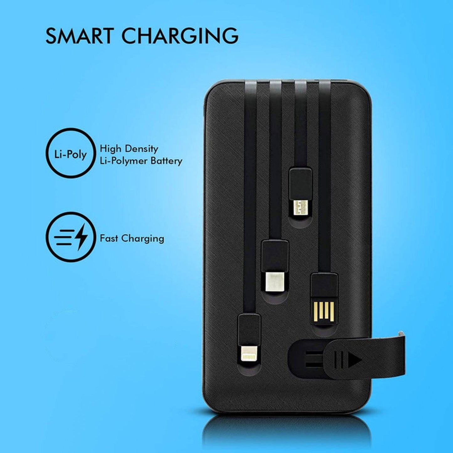 Fast Charging Power Bank With Built 4 In 1 Usb With Mobile Holder 10000mah 12w (1 Pc) - warehousetech13
