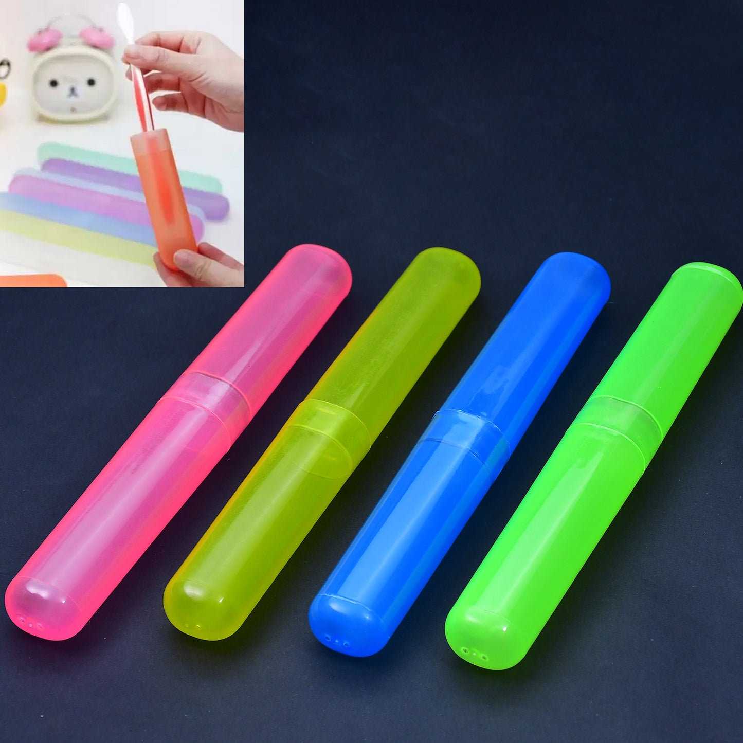 4pc Plastic Toothbrush Cover Anti Bacterial Toothbrush Container- Tooth Brush Travel Covers Case Holder Cases