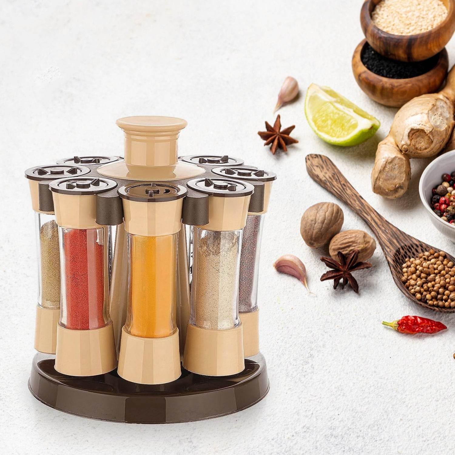 Revolving Spice Rack For Kitchen And Dining Table 8 Spice Jars - warehousetech13
