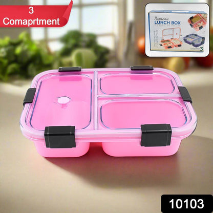 Plastic 3 Compartment Insulated Lunch Box Lunch Box (1 Pc) - warehousetech13