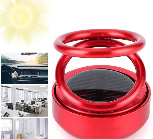 6319 Solar Power Car Aroma Diffuser 360double Ring Rotating Design Car Fragrance Diffuser Car Perfume Air Freshener For Dashboard Home Office