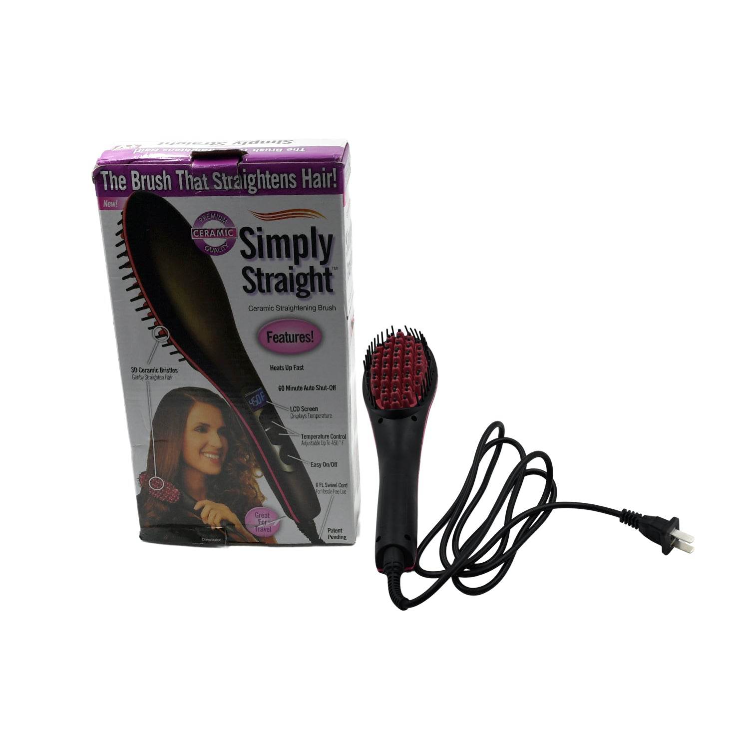 Electric 2 In 1 Ceramic Hair Straightener Straightening Comb Brush With Lcd Screen Temperature Control Display For Women - warehousetech13