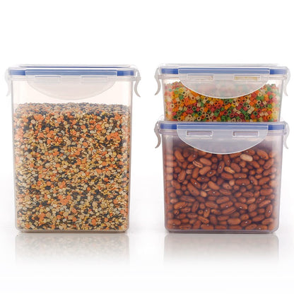 Rectangle Abs Airtight Food Storage Containers With Leak Proof Locking Lid Storage Container Set Of 3 Pc (Approx Capacity 500ml1000ml1500ml Transparent) - warehousetech13
