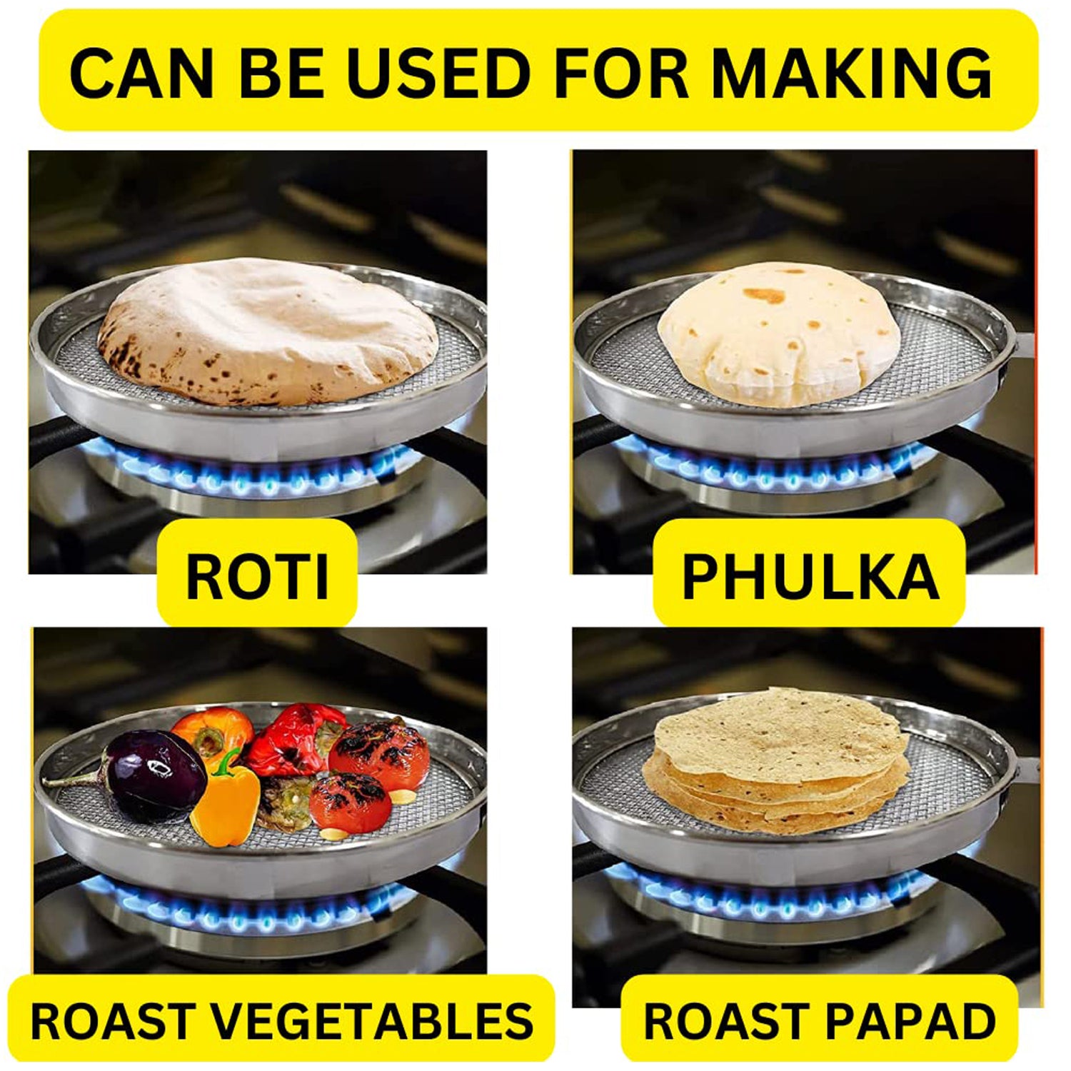 7119 Steel Roaster Grill Jali For Papad Tandoor Chapati Roast Use ( 1 Pc ) - warehousetech13