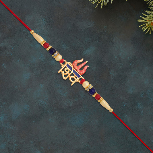 Shiv Trishul Rakhi With Beads - warehousetech13