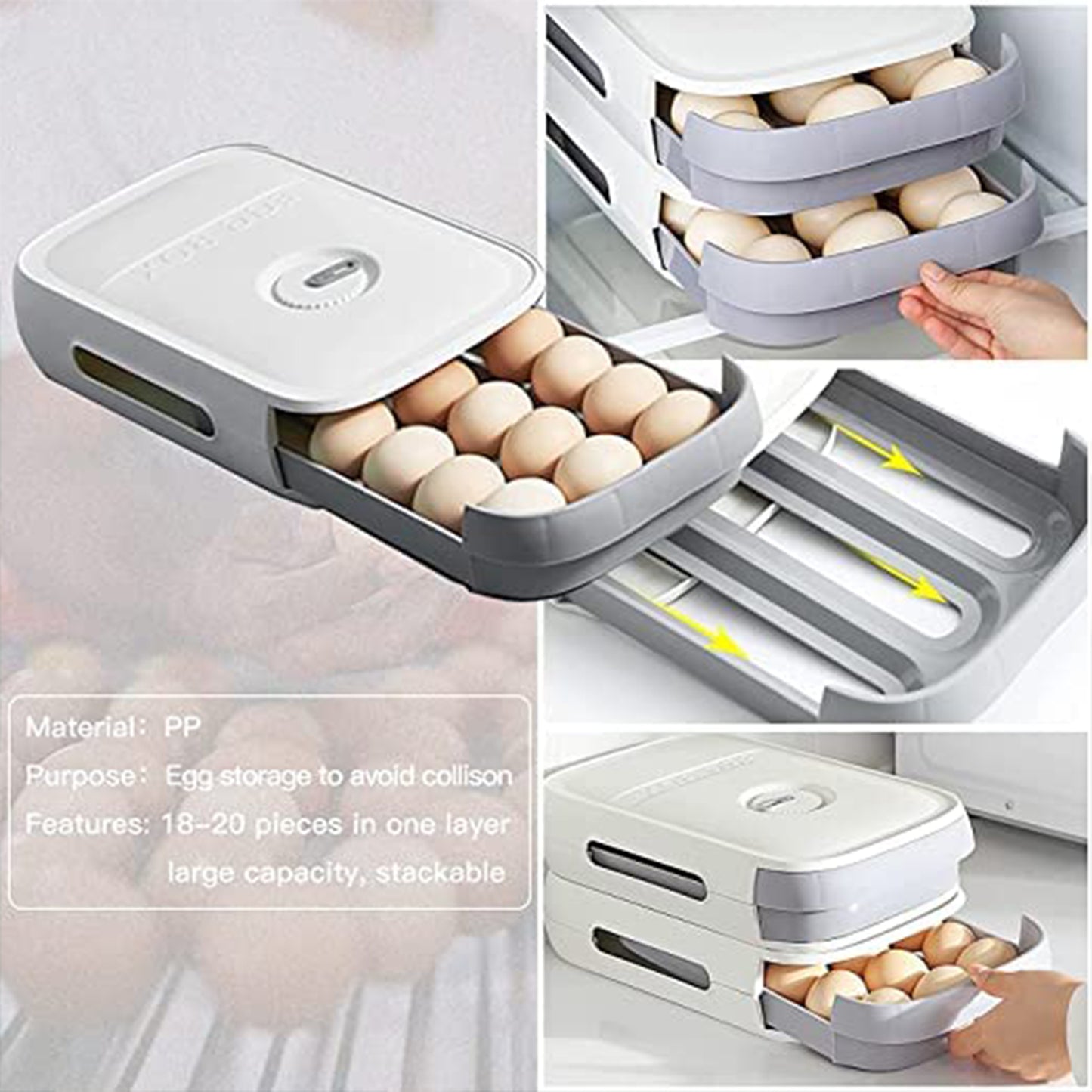 5723 Egg Storage Box Plastic Egg Drawer Fridge Egg Organizer Egg Keeper Refrigerator Egg Drawer Plastic Egg Carton Covered Egg Holder Pantry Egg Bin Household Egg Tray (1 Pc) - warehousetech13