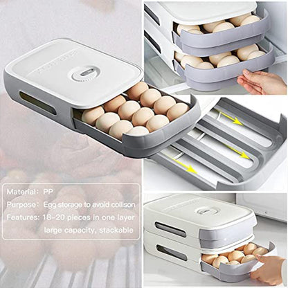 5723 Egg Storage Box Plastic Egg Drawer Fridge Egg Organizer Egg Keeper Refrigerator Egg Drawer Plastic Egg Carton Covered Egg Holder Pantry Egg Bin Household Egg Tray (1 Pc) - warehousetech13