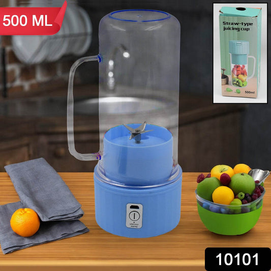 Portable Electric Juicer With Handle Straw Usb Rechargeable 6 Stainless Steel Blades (500 Ml) - warehousetech13