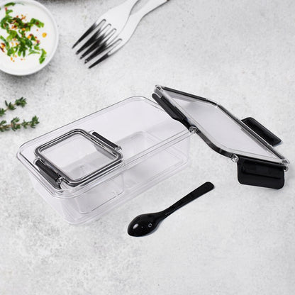 Plastic Kitchen Storage Container Big 800 Ml Small 250 Ml With Air Seal Lock Lid Spoon - warehousetech13