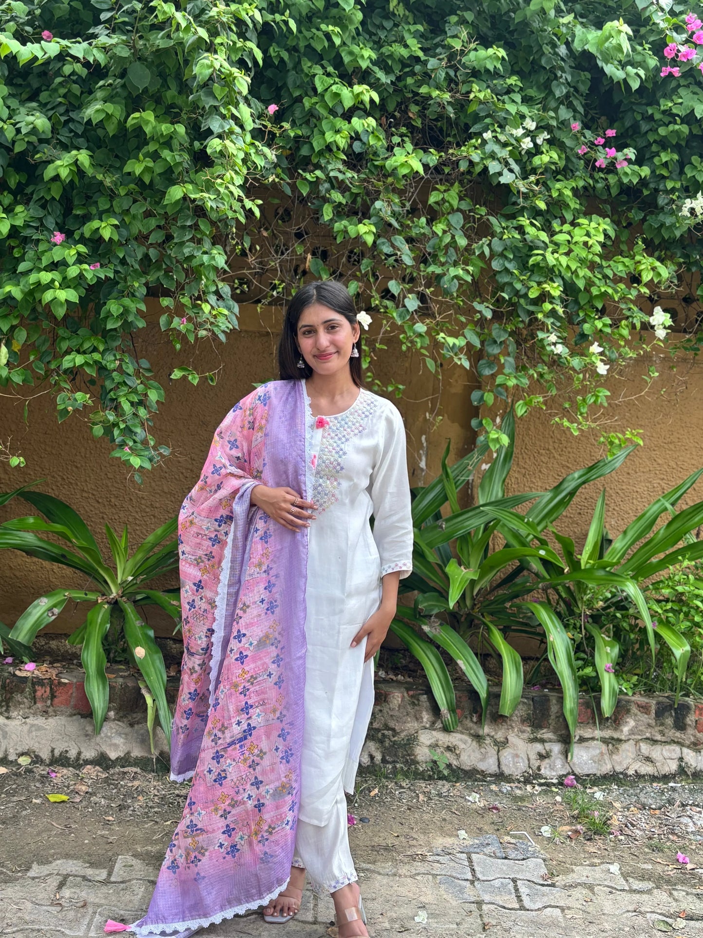 Bhumi Elegant Off-White & Black Silk Kurta Set with Dupatta for Women | Ethnic Festive Wear - warehousetech13