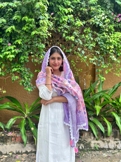 Bhumi Elegant Off-White & Black Silk Kurta Set with Dupatta for Women | Ethnic Festive Wear - warehousetech13