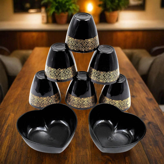 Glass Snake Set ( 8 Pc Set- 2 Bowl 6 glasses) - warehousetech13