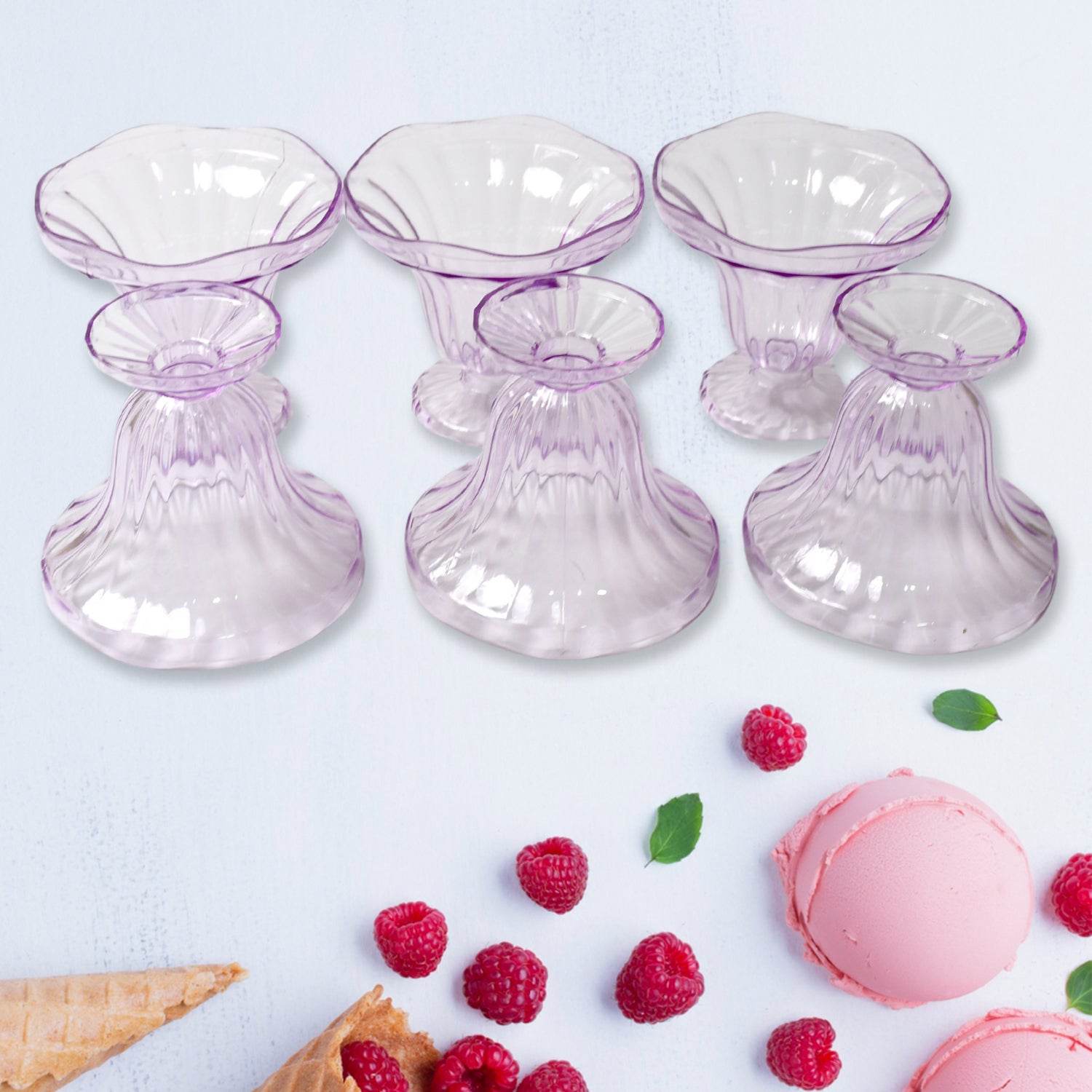 Crystal Plastic Ice-cream Bowl (Crystal Cups Set Of 6) - warehousetech13