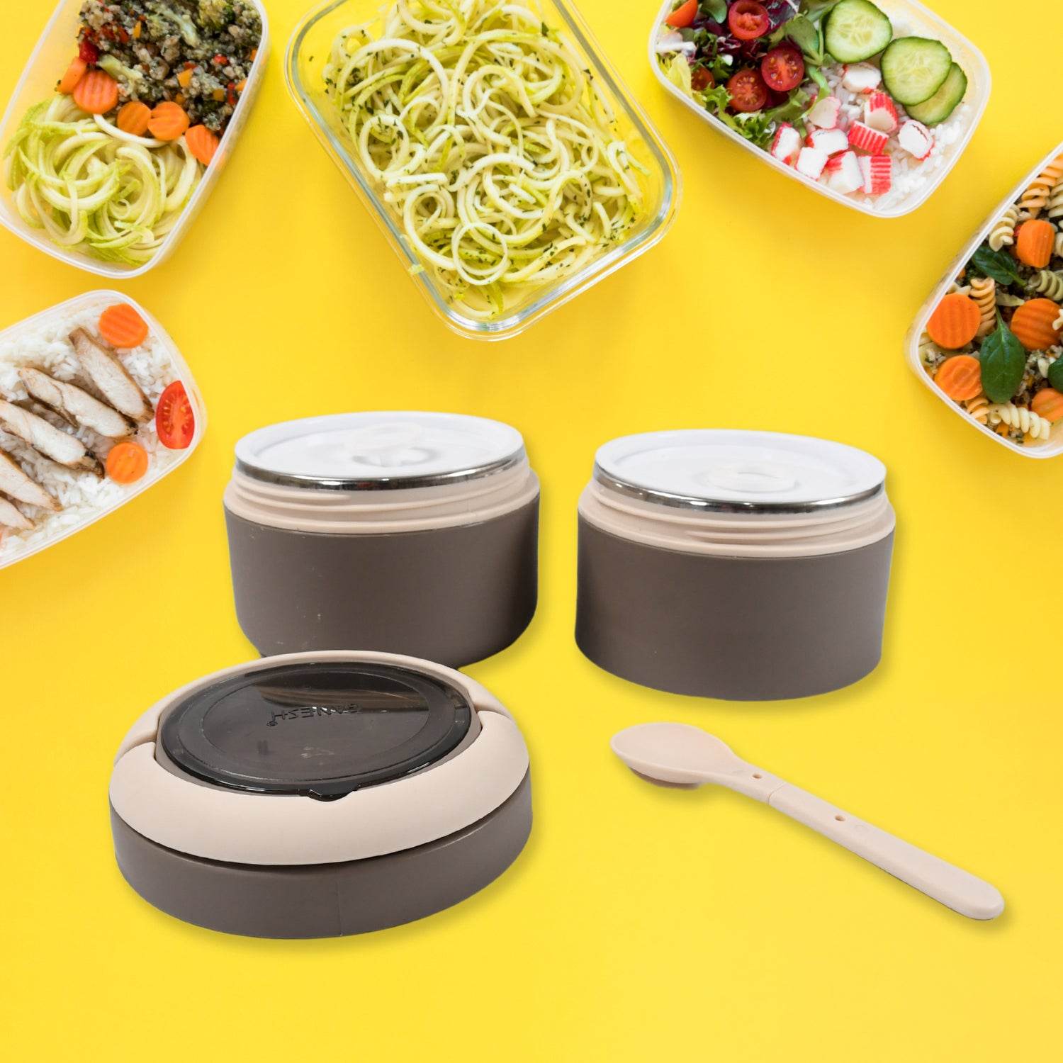 Ganesh Smart Stack 2 Layer Protable Lunch Box Stainless Steel Airtight Leak-proof Lunch Box For Office School Picnic - Color May Vary - warehousetech13