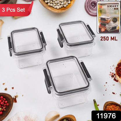Kitchen Storage Container With Air Seal Lock Lid (3 Piece Set 250 Ml) - warehousetech13