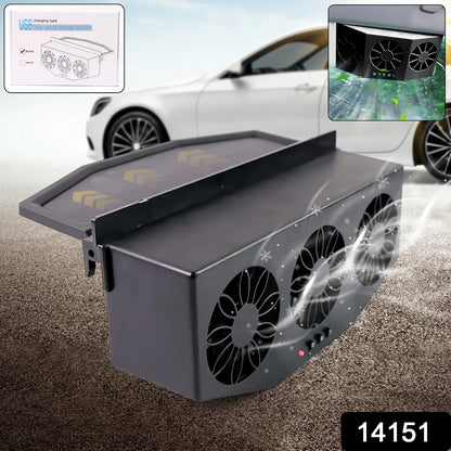 Triple Fan Solar Powered Car Exhaust Ventilation System With Usb Charging - warehousetech13