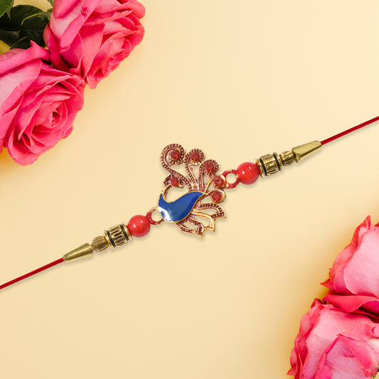 Ethnic Peacock Rakhi With Stone Detailing - warehousetech13