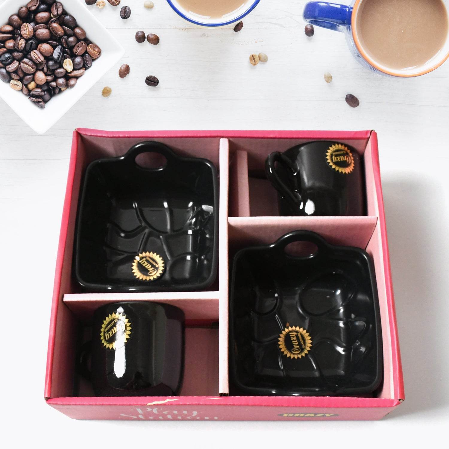 Play Station Ceramic Tea Cups- Mug Set With Handle (4 Pcs Set) - warehousetech13