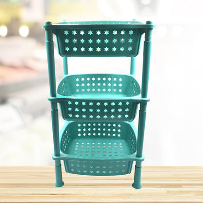2588 3 Layer Squre Kitchen Trolley Basket - warehousetech13
