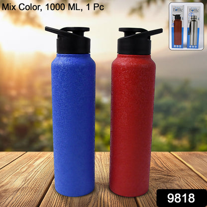 Stainless Steel Water Bottle Fridge Water Bottle (1000ml Mix Colour 1 Pc) - warehousetech13