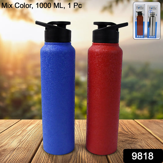 Stainless Steel Water Bottle Fridge Water Bottle (1000ml Mix Colour 1 Pc) - warehousetech13