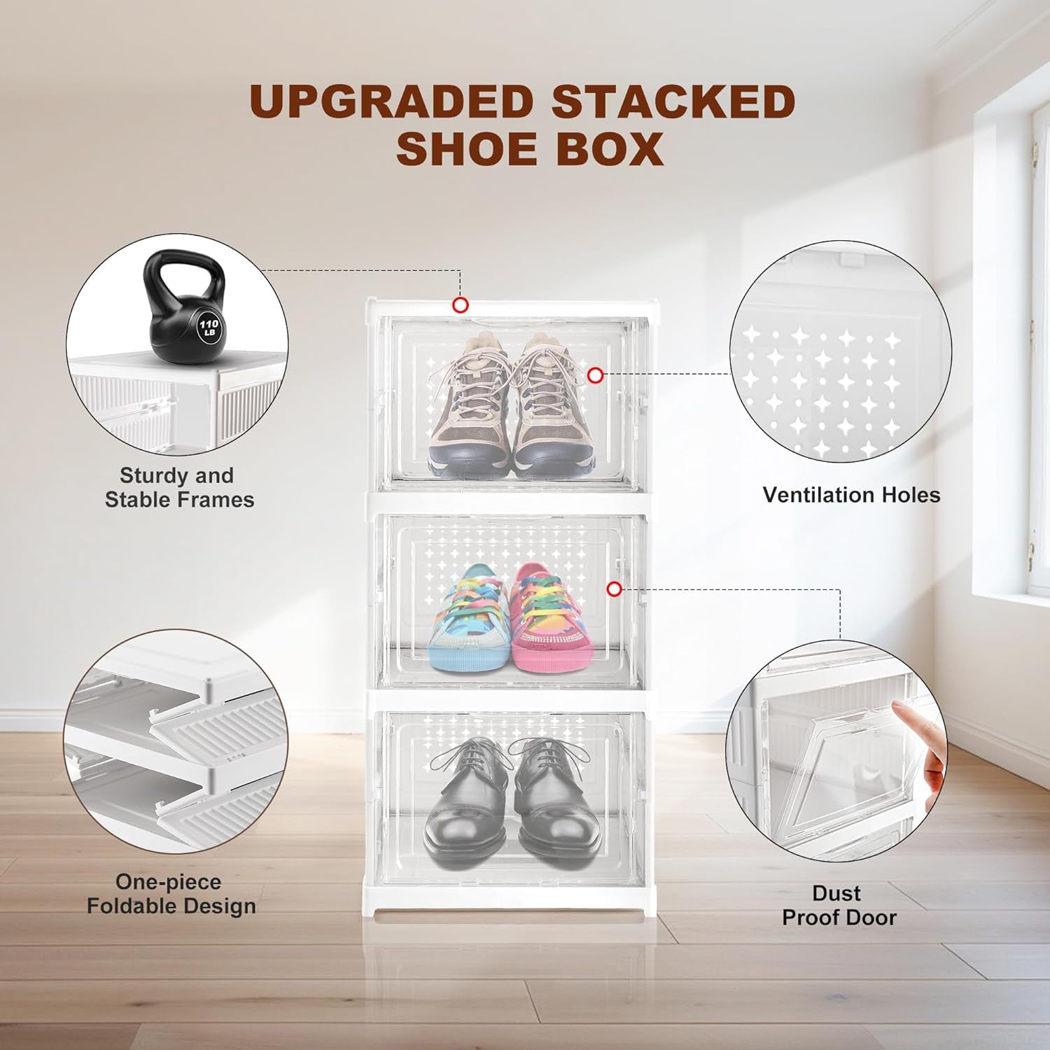 Stackable Multifunctional Storage For Clothes Foldable Drawer Shelf Basket Utility Cart Rack Storage Organizer Cart For Kitchen Pantry Closet Bedroom Bathroom Laundry (3 Layer 1 Pc) - warehousetech13