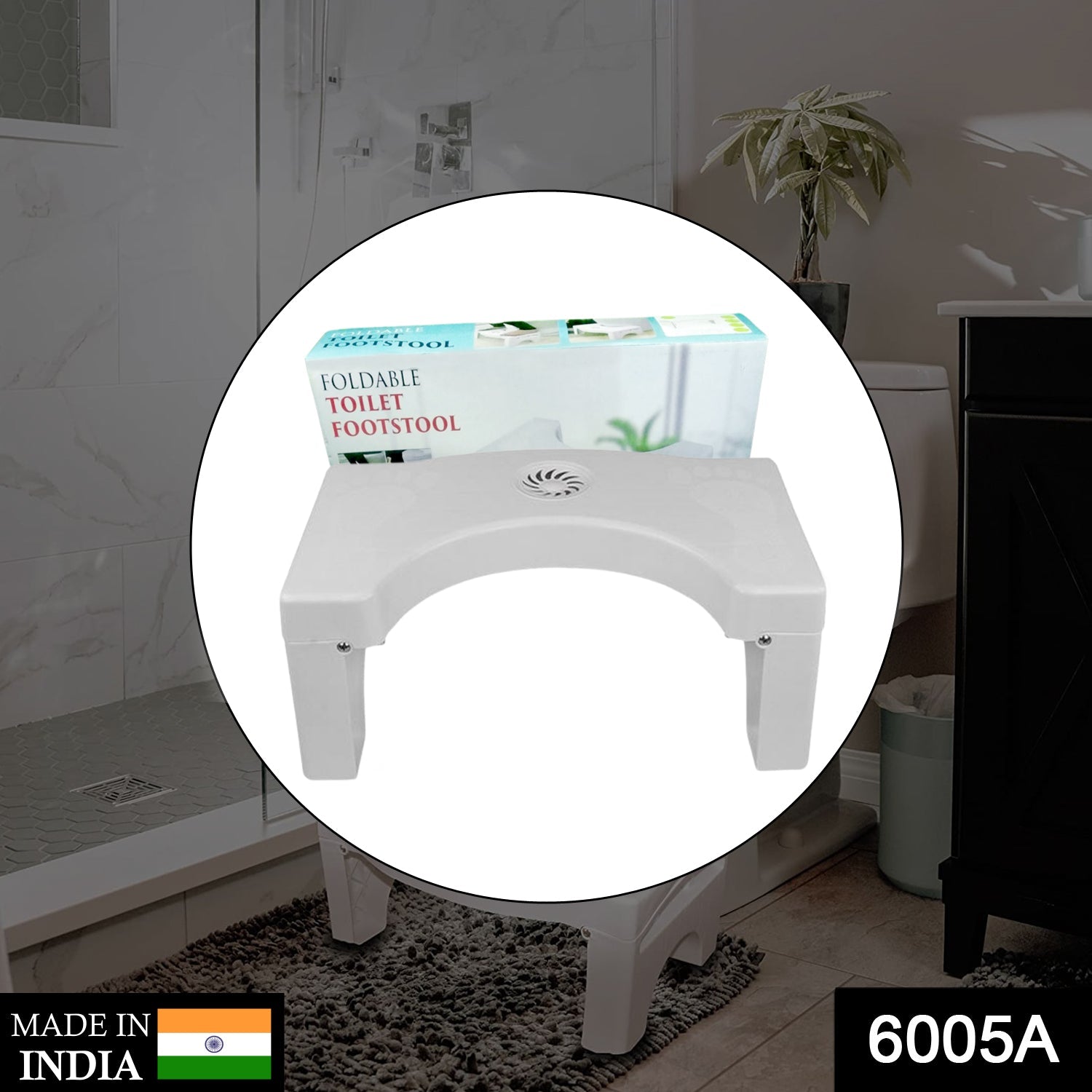6005a Plastic Non-slip Folding Toilet Squat Stool - White Color - warehousetech13