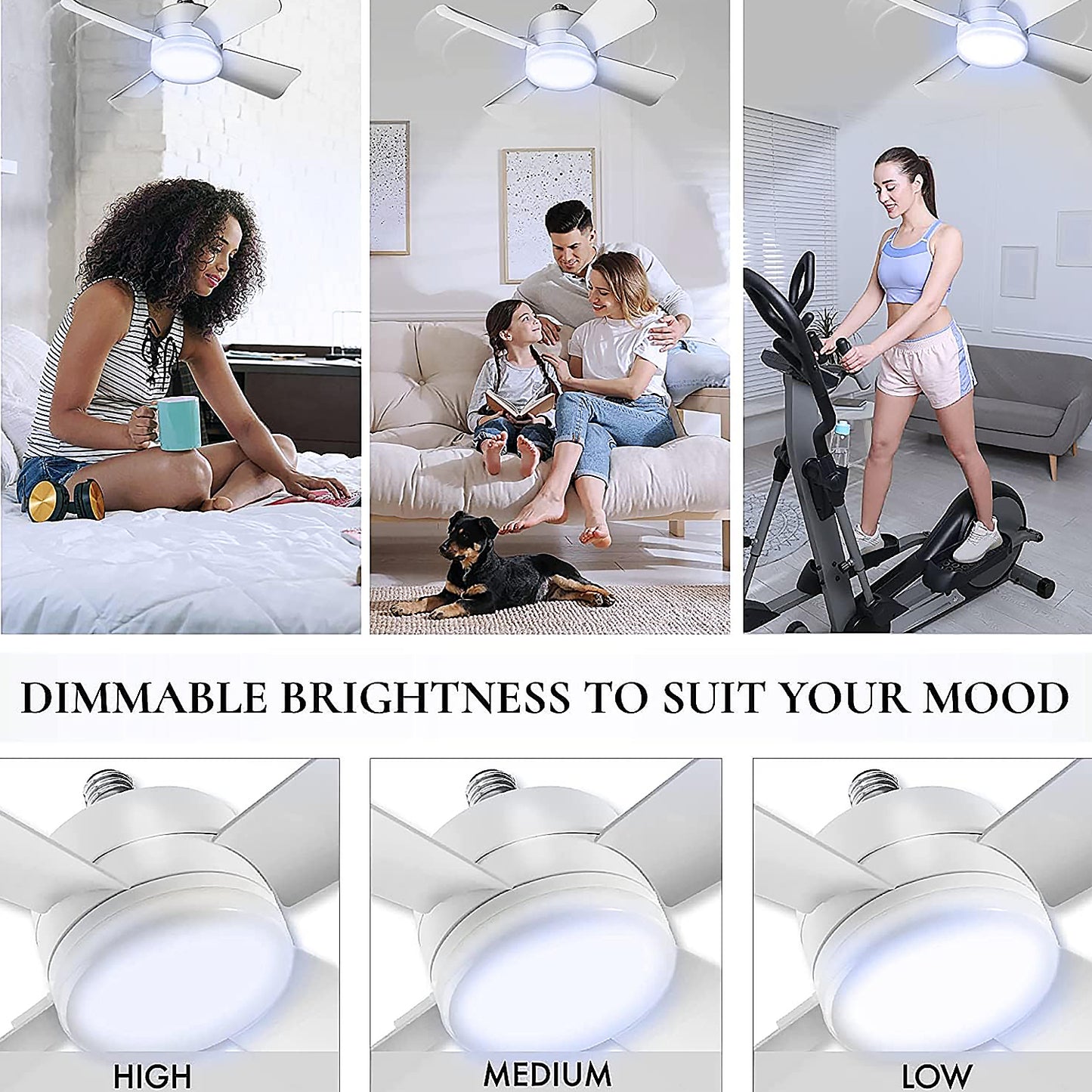 17845 Socket Fan Light Original - Cool Light Led Ceiling Fans With Lights And Remote Control Replacement For Lightbulb - Bedroom Kitchen Living Room1000 Lumens 5000 Kelvins Cool Leds (Remote Battery Not Included) - warehousetech13