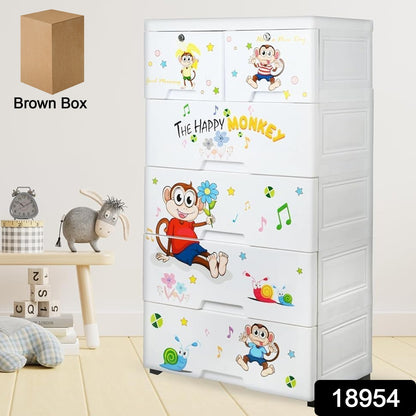 Kids Plastic Chest Of 6 Drawers Multi-purpose Storage Organizerwardrobe For Kids - warehousetech13