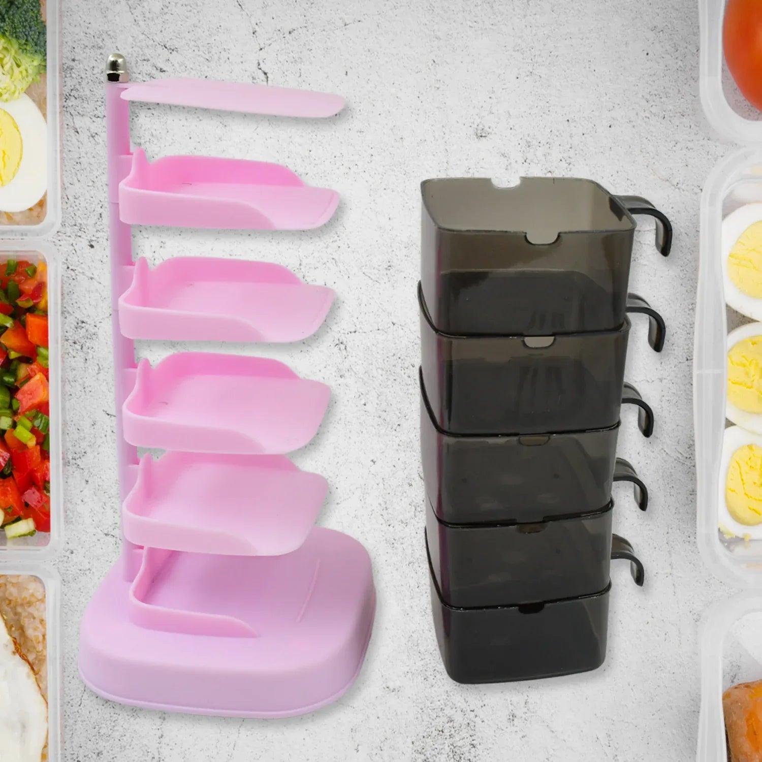 Rotating Spice Jars Vertical Rotatable Seasoning Box 5 Section Tier With 5 Spoon (1 Set) - warehousetech13