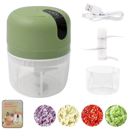 Wireless Usb Rechargeable Mini Electric Garlic Machine Chopper 3 Blades (250ml) - warehousetech13