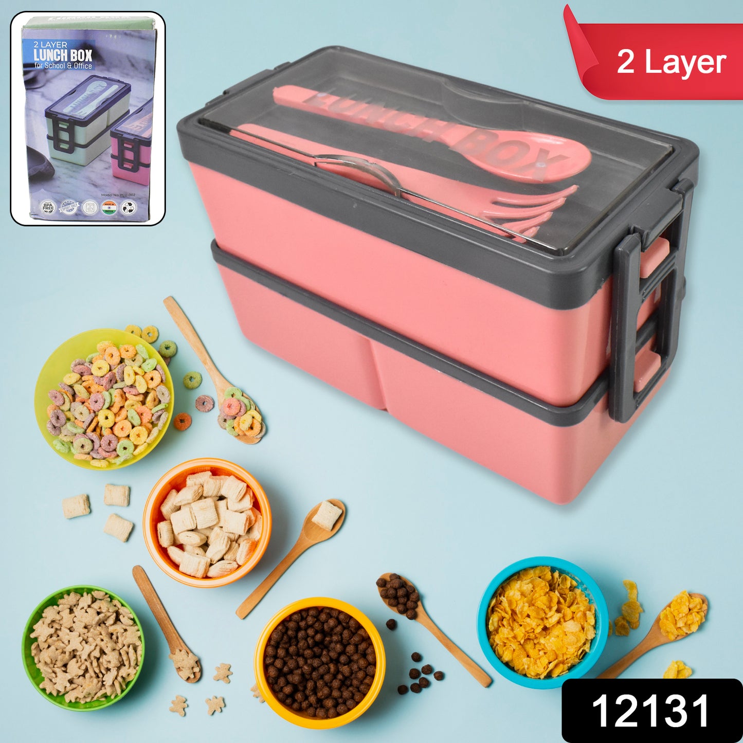 Plastic 3 Layer Leak Proof 3 Compartment Lunch Box For Office (1 Pc) - warehousetech13