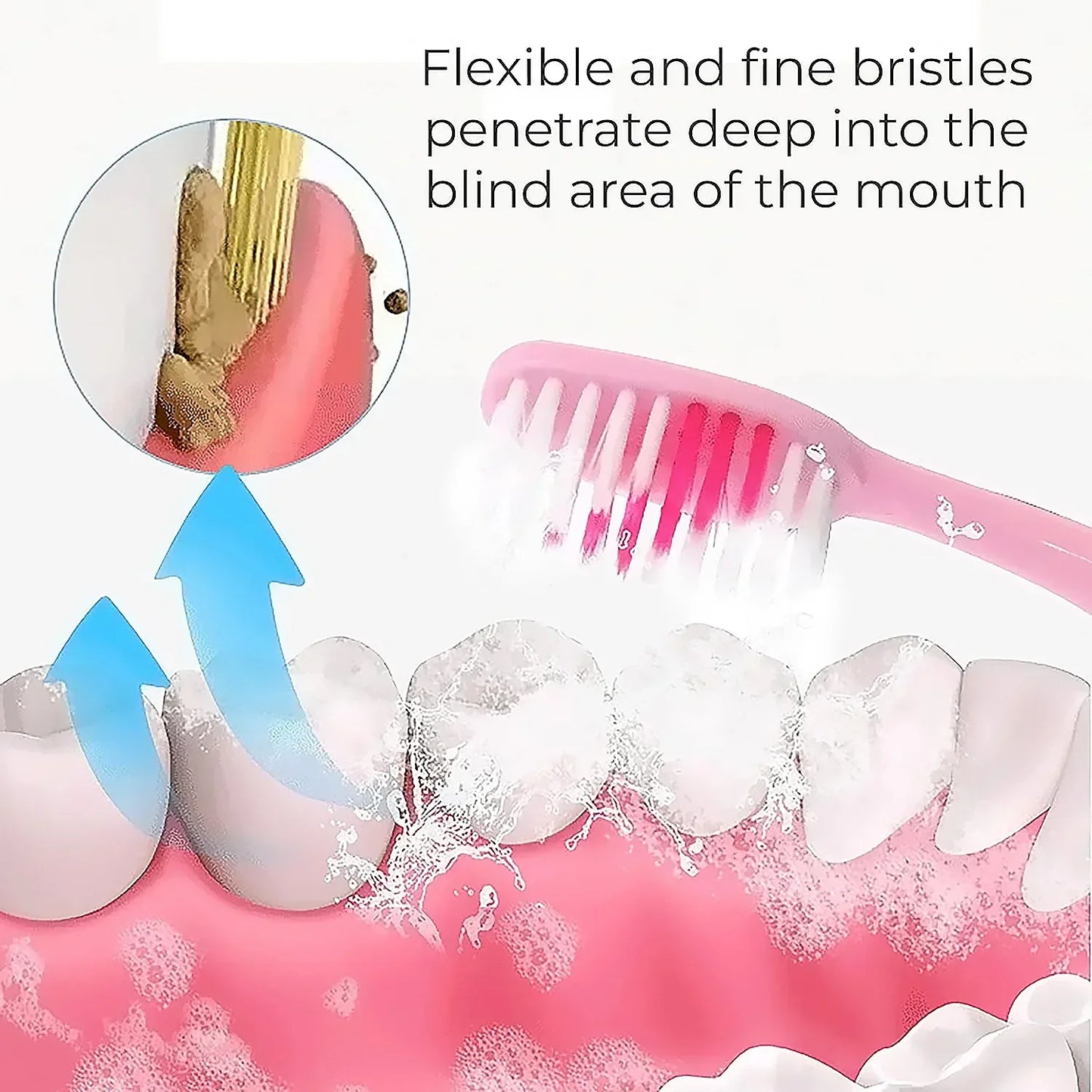 12814 2-in-1 Tooth Brush With Tongue Scraper Soft Bristle Long Handle (8pcs) Soft Toothbrush - warehousetech13