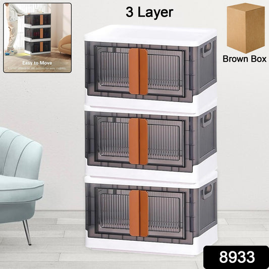 Plastic Folding Wardrobe Storage Organizer (3 Layer 1 Pc) - warehousetech13