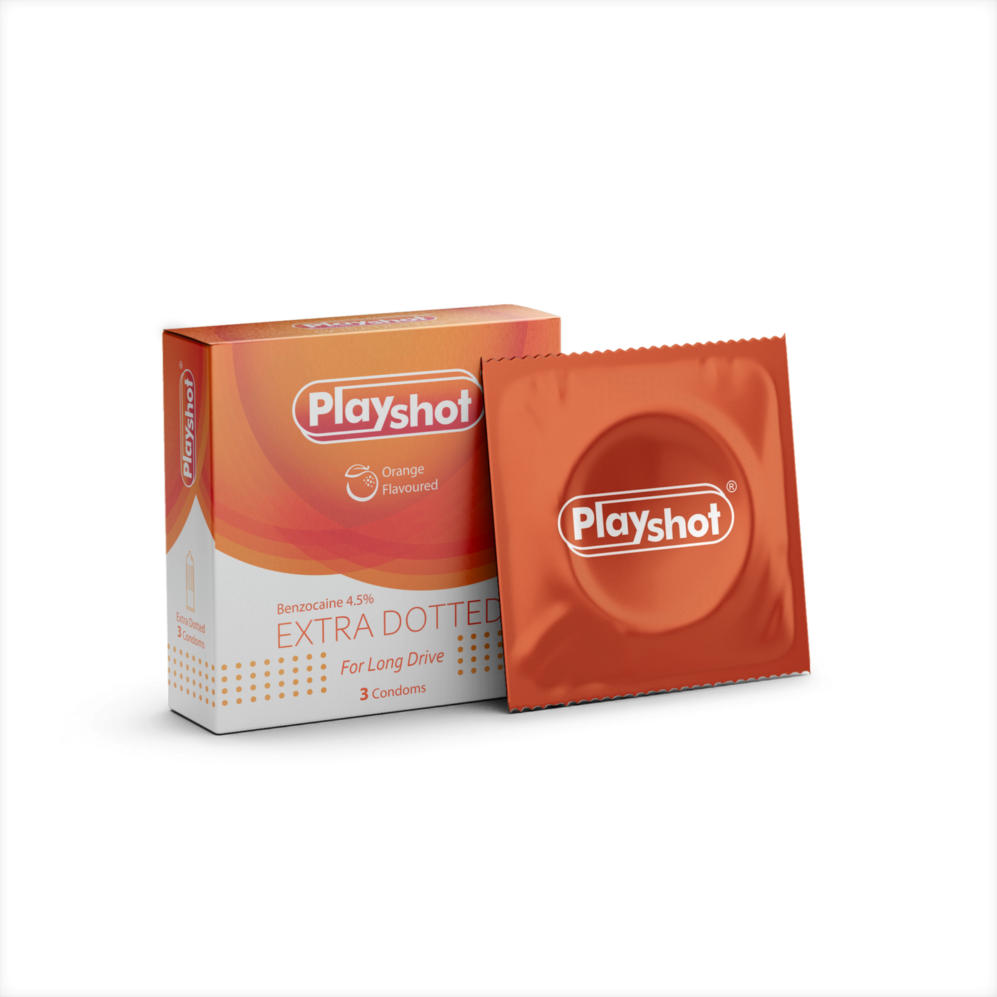 Kaxxa Playshot Extra Dotted Orange Flavored Condoms - Delay Pleasure with Benzocaine Boost & Zesty Stimulation