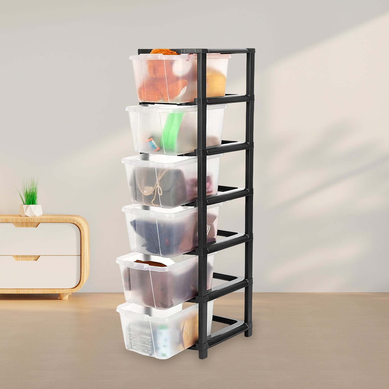 6-layer Modular Plastic Drawer Storage Cabinet - warehousetech13