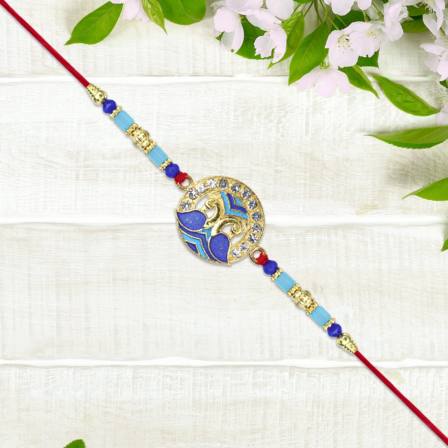 Blue Peacock Feather Rakhi - warehousetech13