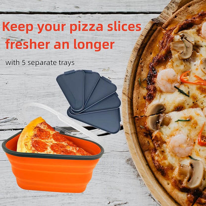 Reusable Pizza Storage Containers With 5 Microwavable Serving Trays Silicone Container - warehousetech13
