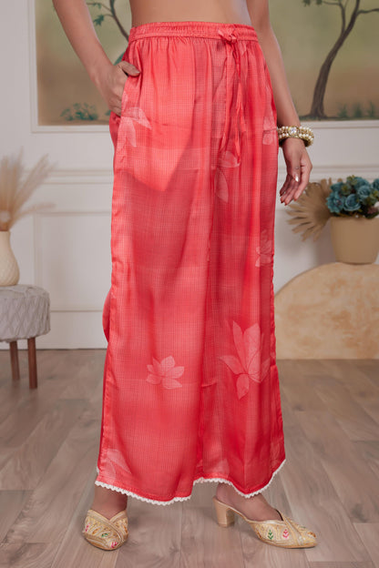 Farida Grey & Red Silk Kurta Set with Dupatta – Elegant Women's Ethnic Ensemble for Festive & Party Wear